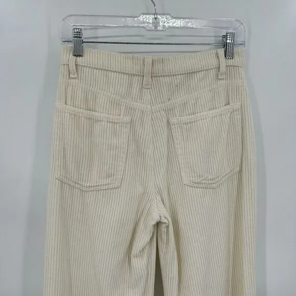 REFORMATION Ivory Ribbed Corduroy Wide Leg High Rise Button Fly Austin Pants 25 - Picture 6 of 9